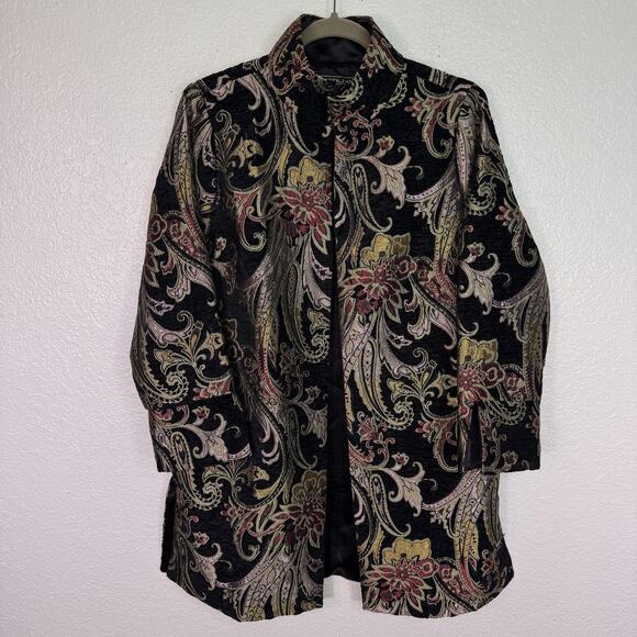 Heidi Daus Jacket Womens Medium Brocade Floral Metallic Tapestry Statement Coat - Picture 1 of 13